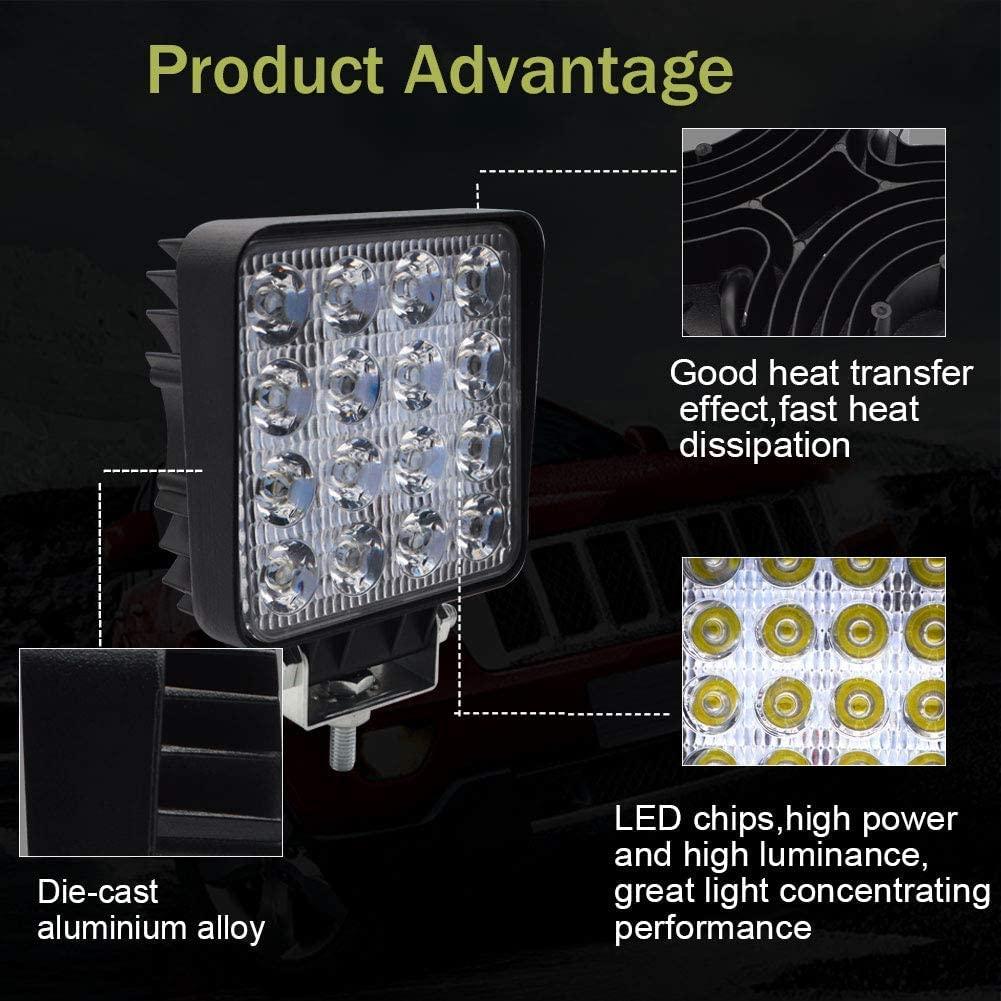 BeiLan LED Work Light Bar,48W 12V/24V Spotlights Car Off-road Light Auxiliary Worklight Waterproof LED Light Bar for Truck,Tractor,Car, ATV（4Pack） 4