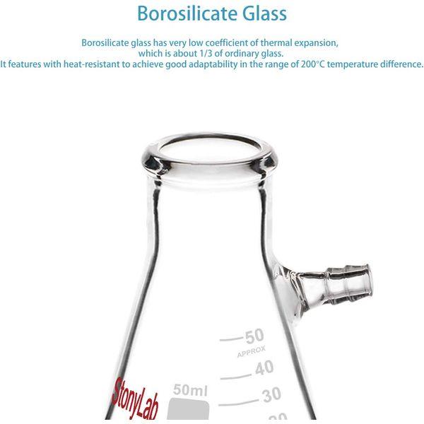 StonyLab 2-Pack Borosilicate Glass Filtering Flask, Bolt Neck with Tubulation (2000ml) 2