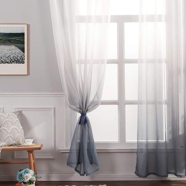 MIULEE 2 Panels Solid Color Sheer Window Curtains Smooth Elegant Window Voile Panels Drapes Treatment for Bedroom Living Room 55 W x 69 L Inch Grey 2