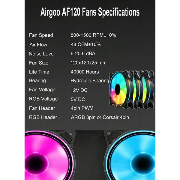 Airgoo 120mm ARGB PWM Case Fans, 3 Packs Come with 4pin Adapter Cable for Corsair Commander Core XT, Compatible with Corsair iCUE, High Performance Low Noise Cooling PC Fans with Hydraulic Bearing 4