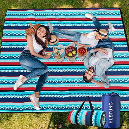 HUSTUNG Picnic Blanket,Large Picnic Blanket 200 x 200 cm, Picnic Blanket Waterproof with 3 Layers Material, Outdoor Picnic Blankets Beach Blanket for Picnic,Beach, Park - Thicker, Foldable(MZF) 0