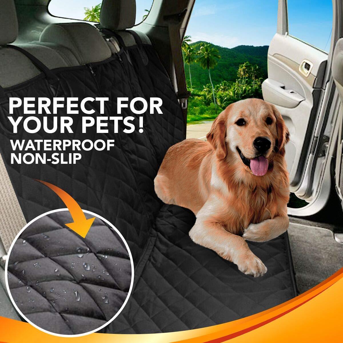 DakPets Dog Car Seat Covers - Pet Car Seat Cover Protector - Waterproof, Scratch Proof, Heavy Duty and Nonslip Pet Bench Seat Cover - Middle Seat Belt Capable for Cars, Trucks and SUVs 2