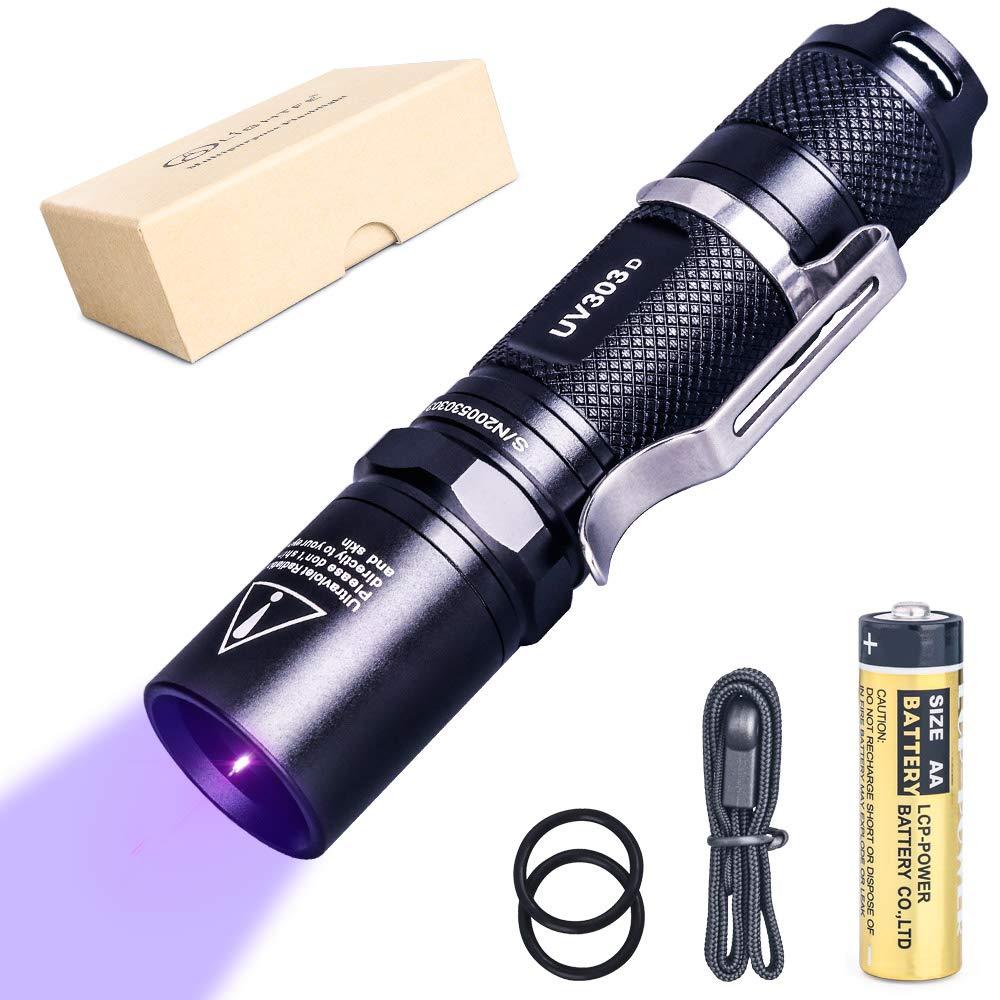 LIGHTFE UV Torch UV303D Pro Black Light Torch 365nm for UV Glue, Nail Polish Curing, Commercial and Industrial Using.with High Intensity, Black Filter Opitical Lens