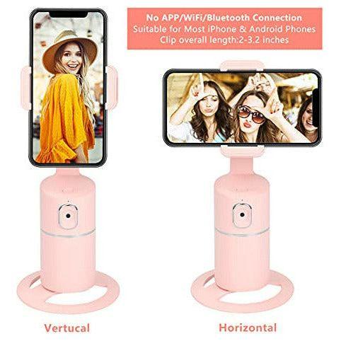 Auto Tracking Phone Holder, Wireless Face Tracking Tripod, 360Â° AI Intelligent Smartphone Mount Gimbal Holder Selfie Stick for TikTok Content Creation Vlog Livestreaming Video Calls, APP Free (PINK) 2