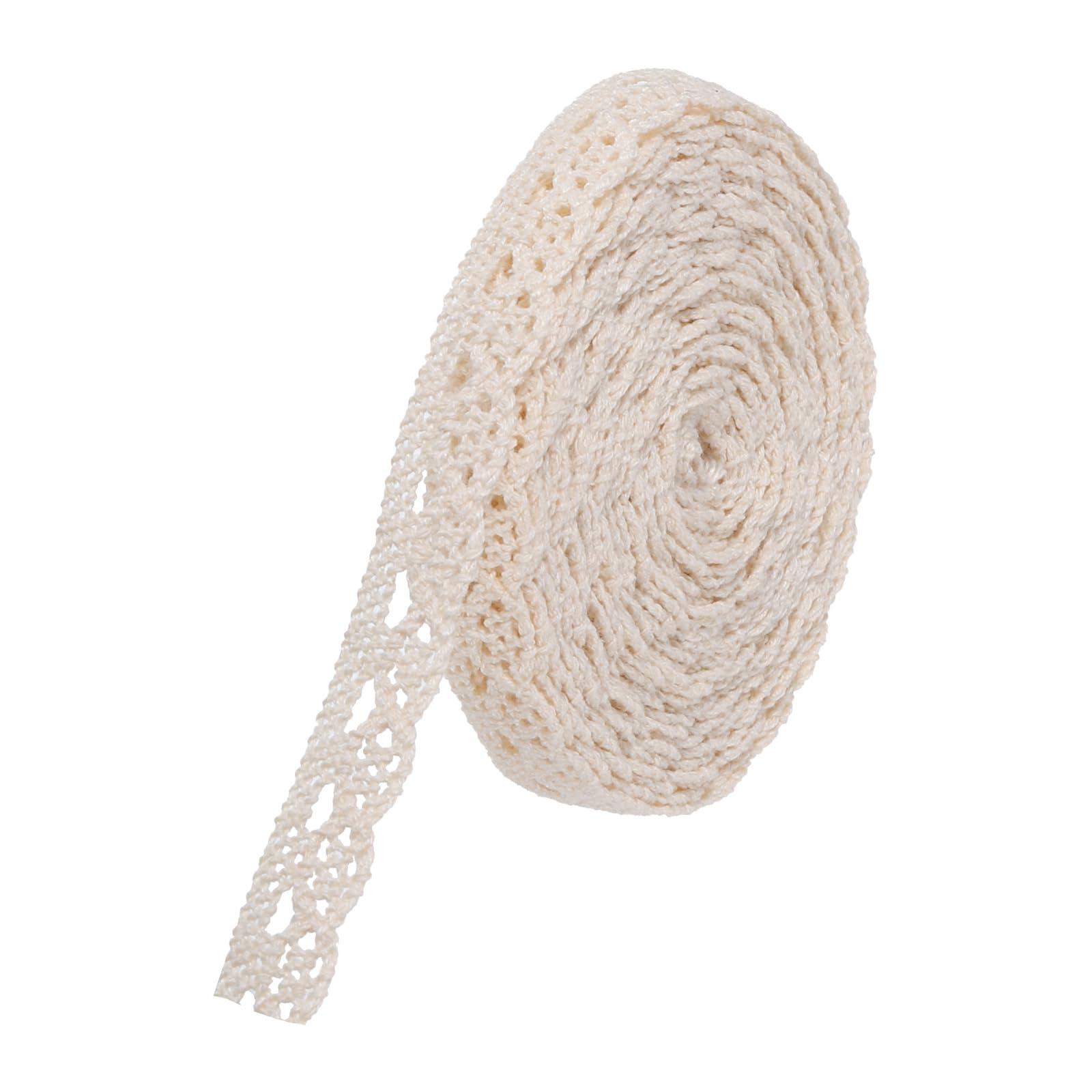 sourcing map Lace Ribbon 30 Yards 0.39 Inch Cotton Lace Trim for Craft,Gift Wrappers,Headbands,Wedding Beige Style 2