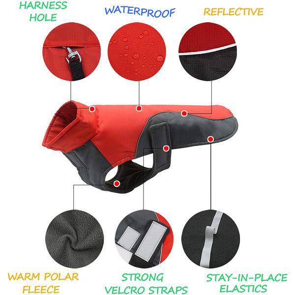 Waterproof Fleece Dog Winter Coat - Warm XL Dog Snow Jacket for Cold Weather by Lautus Pets (Red) 1