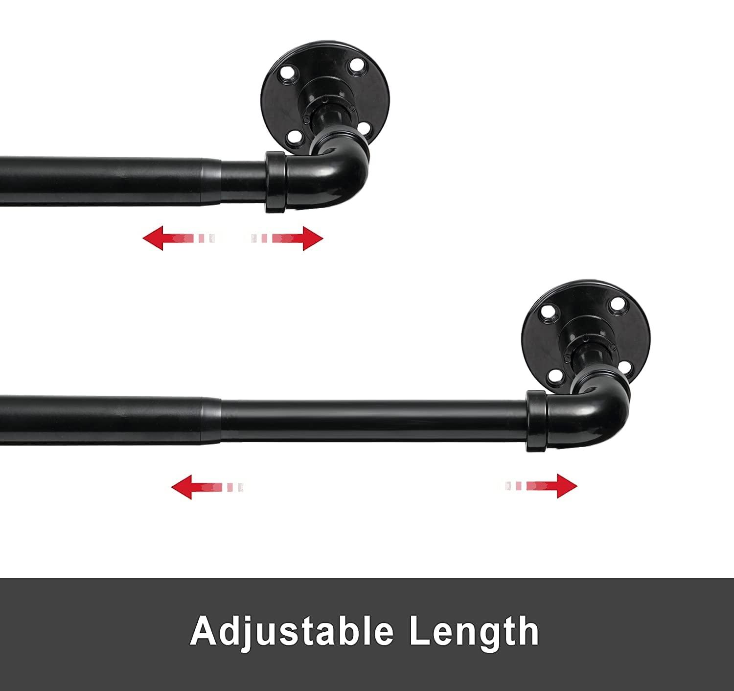 Harrms Industrial Curtain Poles Extendable, Black Curtain Pole 81-180cm, Heavy Duty Room Darkening Window Curtain Rod Ceiling Wall Mount for Bedroom, Living Room 3