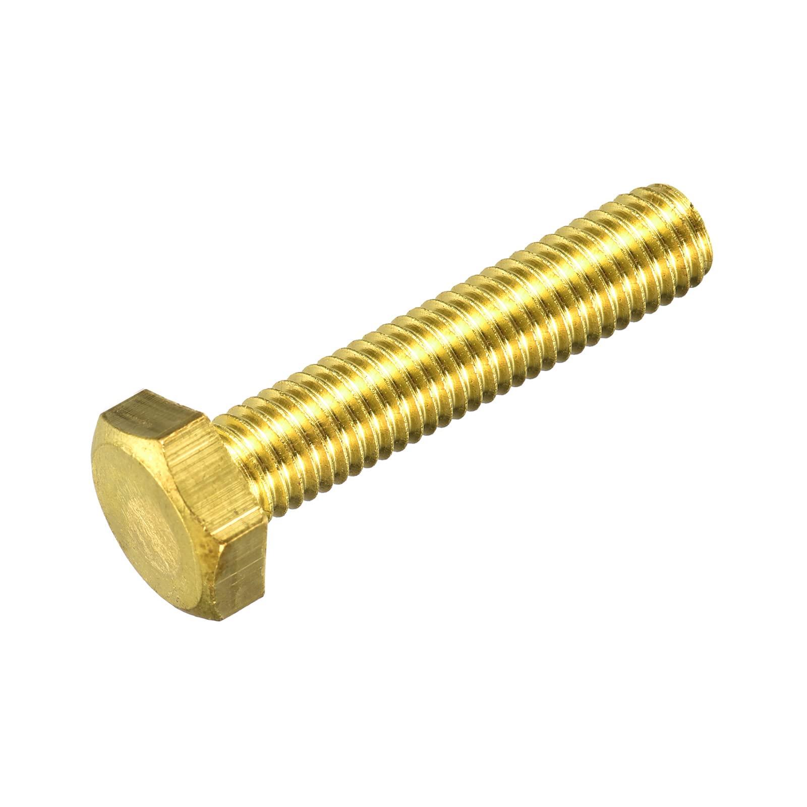 sourcing map Brass Hex Bolts, M10x50mm 1pcs Fully Thread Grade 4.8 Solid Brass Hexagon Head Bolt Machine Screws for Machinery