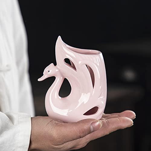 Hosoncovy Multifunction Ceramic Swan Vase Home Decor Flowers Vase Pot Room Decoration Home Furnishing Decoration Small Vase Tabletop Vase (Pink) 1