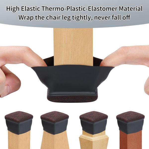 Ezprotekt 2 inch Square-black Non-woven fabric Furniture Cups Chair Leg Caps, Chair Leg Covers Smooth Moving Chair Feet Protectors 2