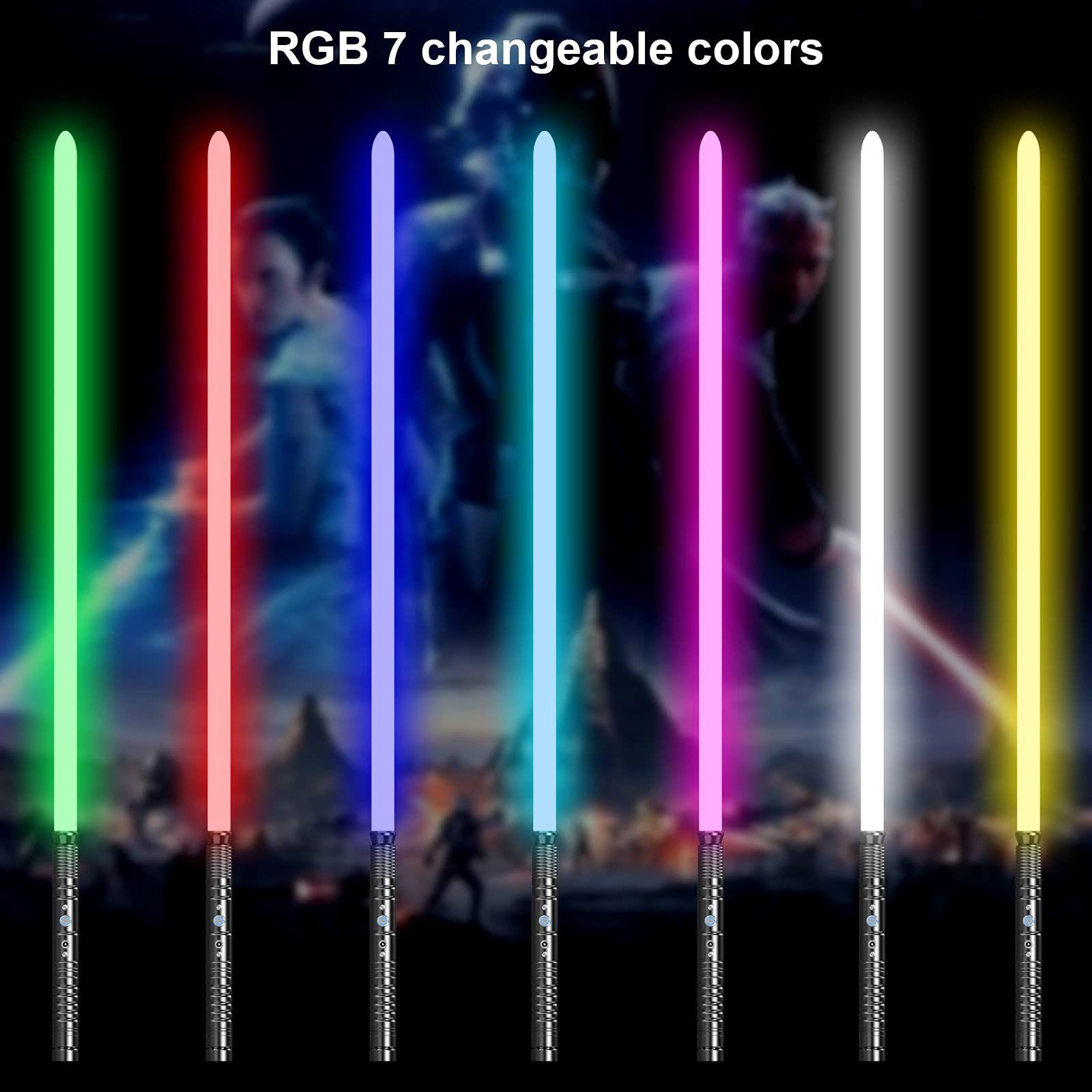 Lorsaberus Lightsaber, 2-in-1 RGB FX Dueling Light saber for Kids, Premium Aluminium Alloy Hilt Dual Light sabers with 7 Colors Changeable, Halloween Cosplay, 2 Pack 1