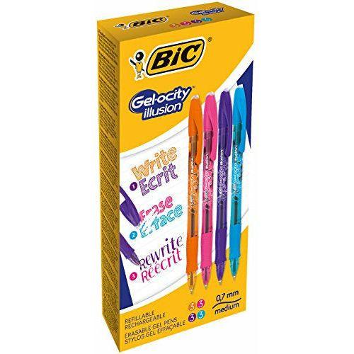 BIC 944073 0.7 mm Medium Point Gel-ocity Illusion Erasable Gel Pens - Multi-Colour (Box of 12) 0