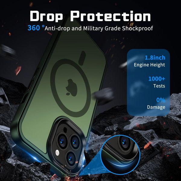 XINKAE 4 in 1 for iPhone 14 Pro Case, iPhone 14 Pro Phone Case Compatible with Magsafe, Military-Grade Protective Cover Shockproof Magnetic Apple Cases. Translucent Green 1