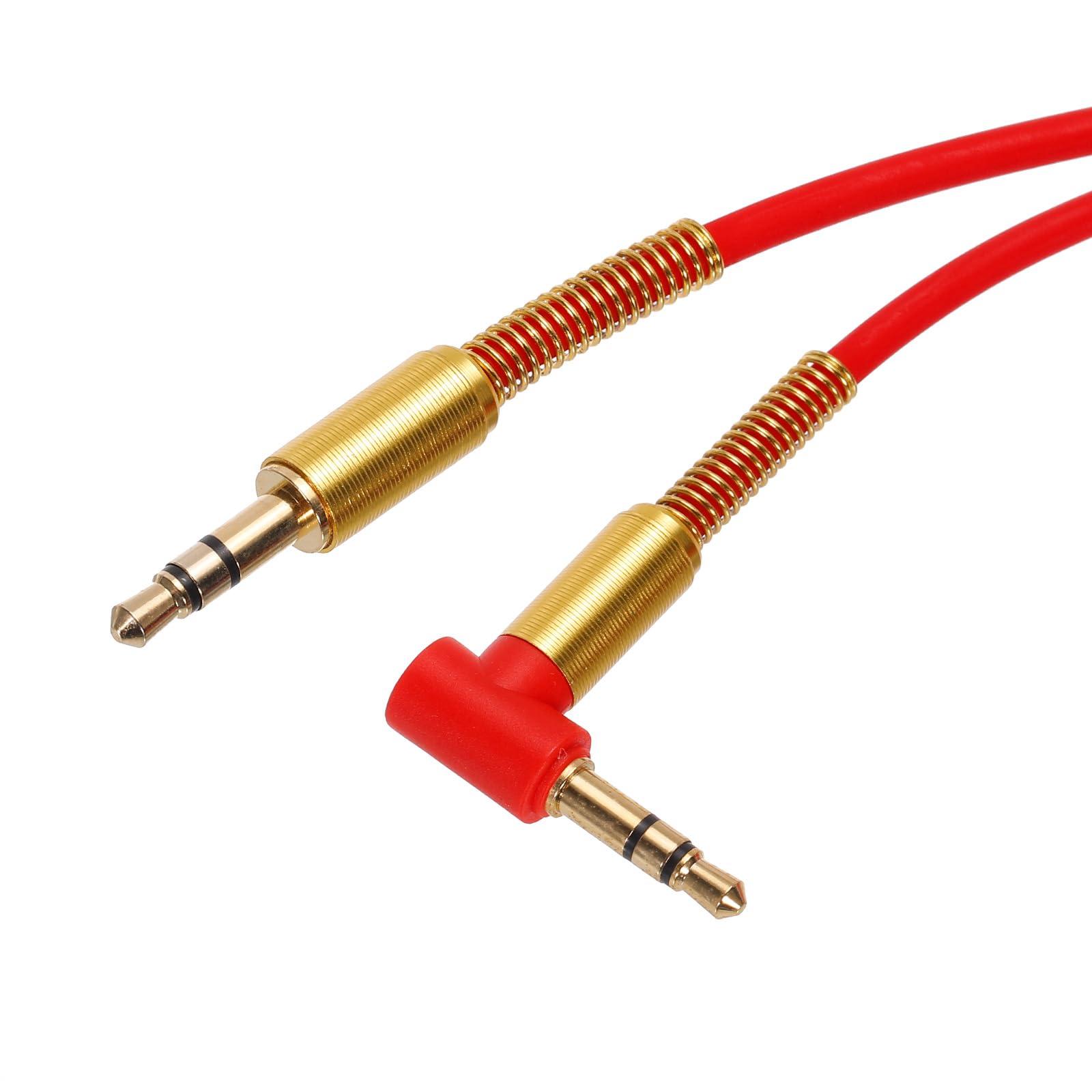 sourcing map 3.5mm TRS Aux Spring Cable Male to Male Auxiliary Audio HiFi Headphone Cord 3.3ft for Phone Headphone Speaker Stereo Echo, Red