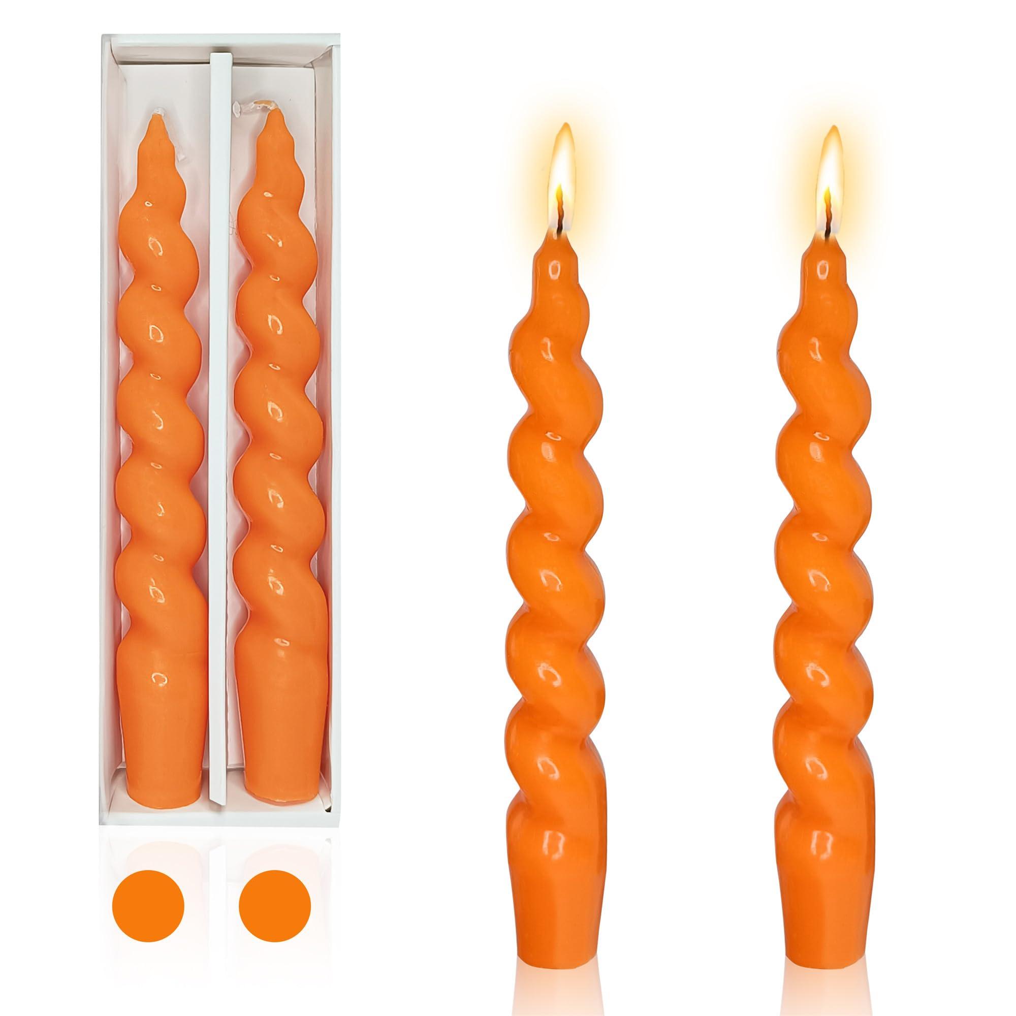 Gedengni 8 Inch Spiral Taper Candles Set Unscented Decoration Dinner Candles Pack of 4 Candles Sticks (Yellow) 0