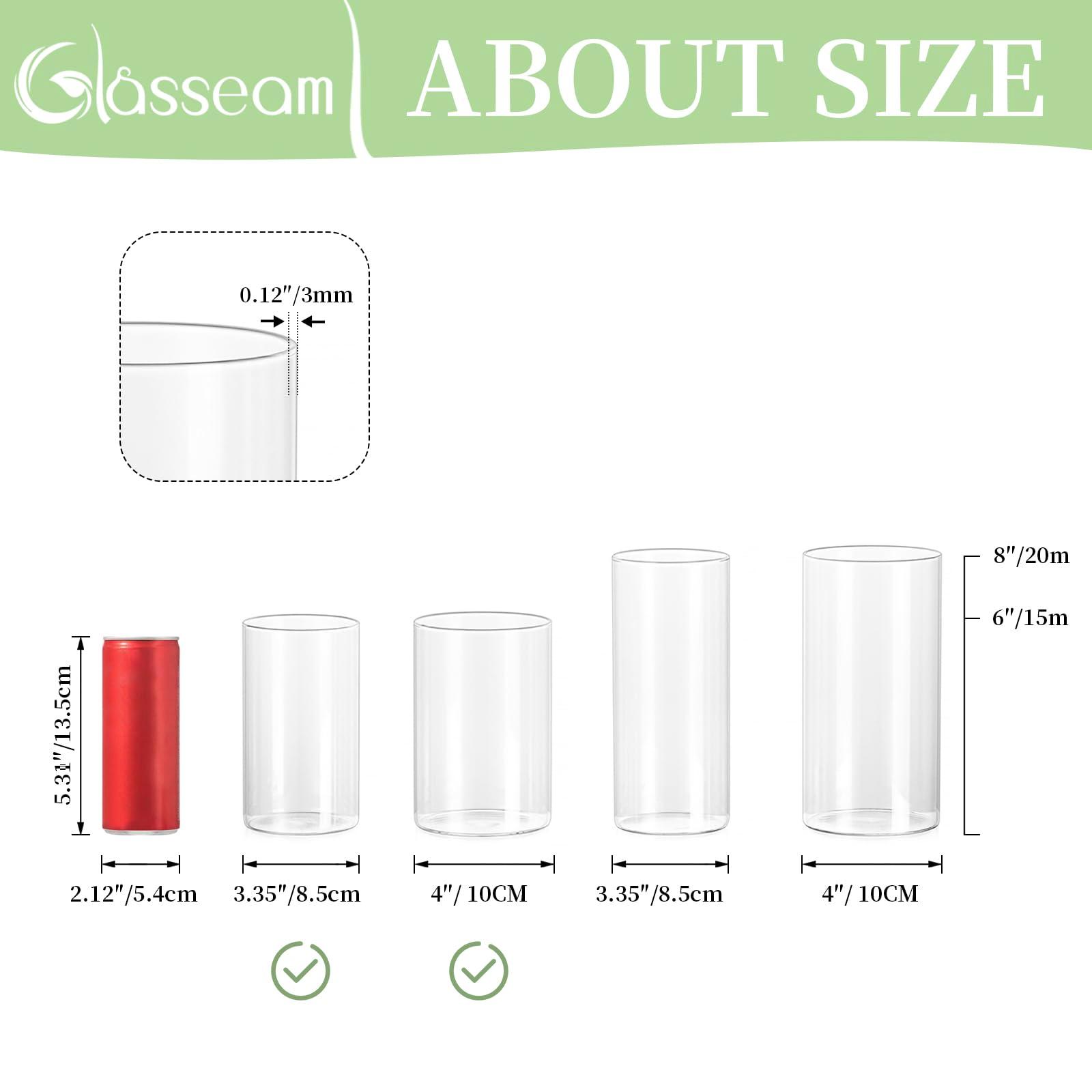 Glasseam Cylinder Glass Vase, Small Vases for Flowers 6Pcs, 15cm Modern Candle Vases for Pillar Candles, Decorative Hurricane Vase Clear Flower Vases for Living Room Wedding Table Centrepiece Decor 4