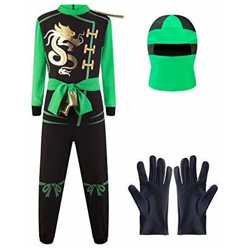 Katara 1771 (10+ models) Ninja Warrior Fancy Dress Outfit, Costume For Boys, For Children's Cosplay and Dress Up Party - Green - M (6-8 years) 0
