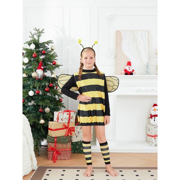 Yoisdtxc Adult/Kids Halloween Costume Set Bee Fancy Cosplay Costume with Wings and Antenna (A-Yellow Children 1, 5-6 Years) 2