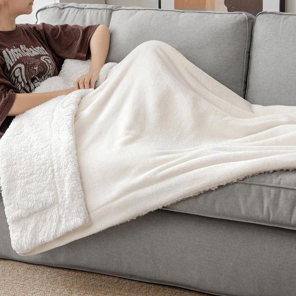 MIULEE Sherpa Fleece Throw Blanket Double-Sided Soft Fluffy Comfortable Plush Warm and Cozy for Bed Sofa Bedroom King Beige 90x106 Inch 230x270cm 2