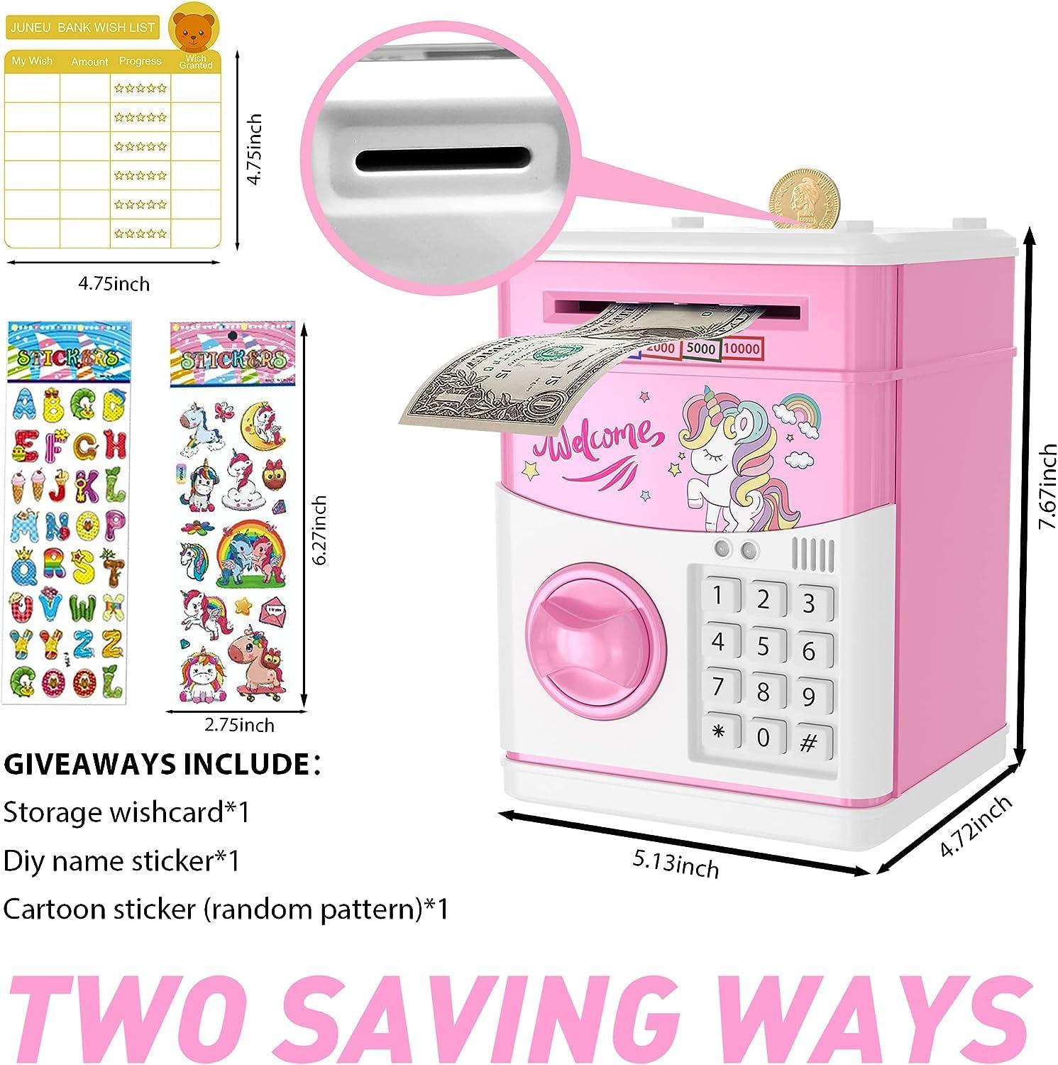 Piggy Bank for Kids, Money Bank Electronic ATM Coin Cash Auto Scroll Money Saving Bank with Password for Girls Boys 4