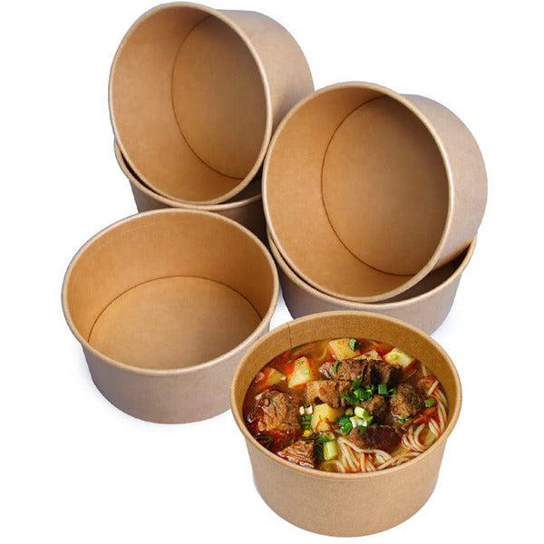 Lesibag Large Paper Bowls - Disposable Salad Bowls no Lid Takeaway Food Containers for Hot/Cold Food 50 Sets (42 OZ) 0
