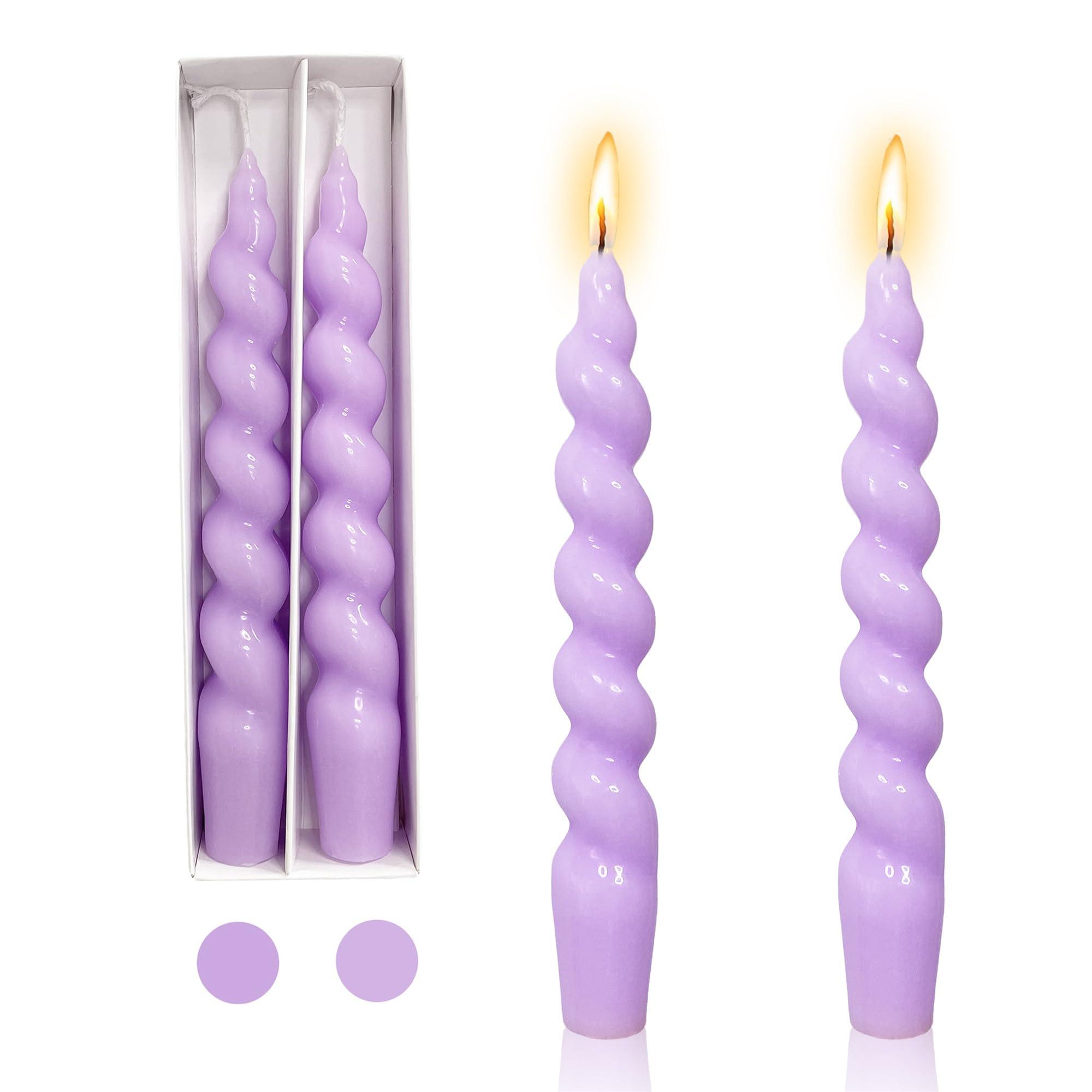 Short Tapered Candle Purple Candlesticks Gedengni Spiral Taper 7Inch Dinner Candles Conical Stick Candles for Holiday Wedding Party 0