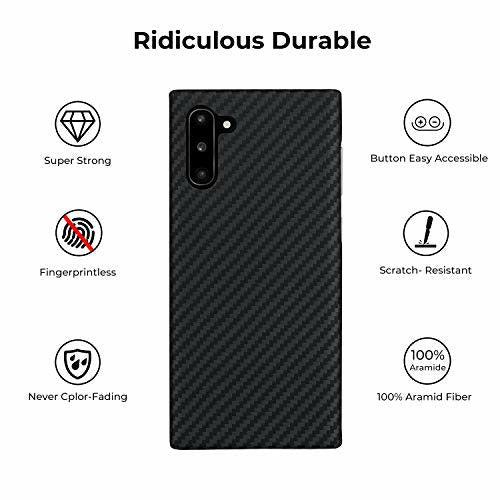 PITAKA Samsung Note 10 Case Samsung Galaxy Note 10 Phone Case Ultra Thin and Light MagEZ Case in Aramid Fiber Magnetic Design for Car Charger Rugged Hard Cover - Black/Gray 1