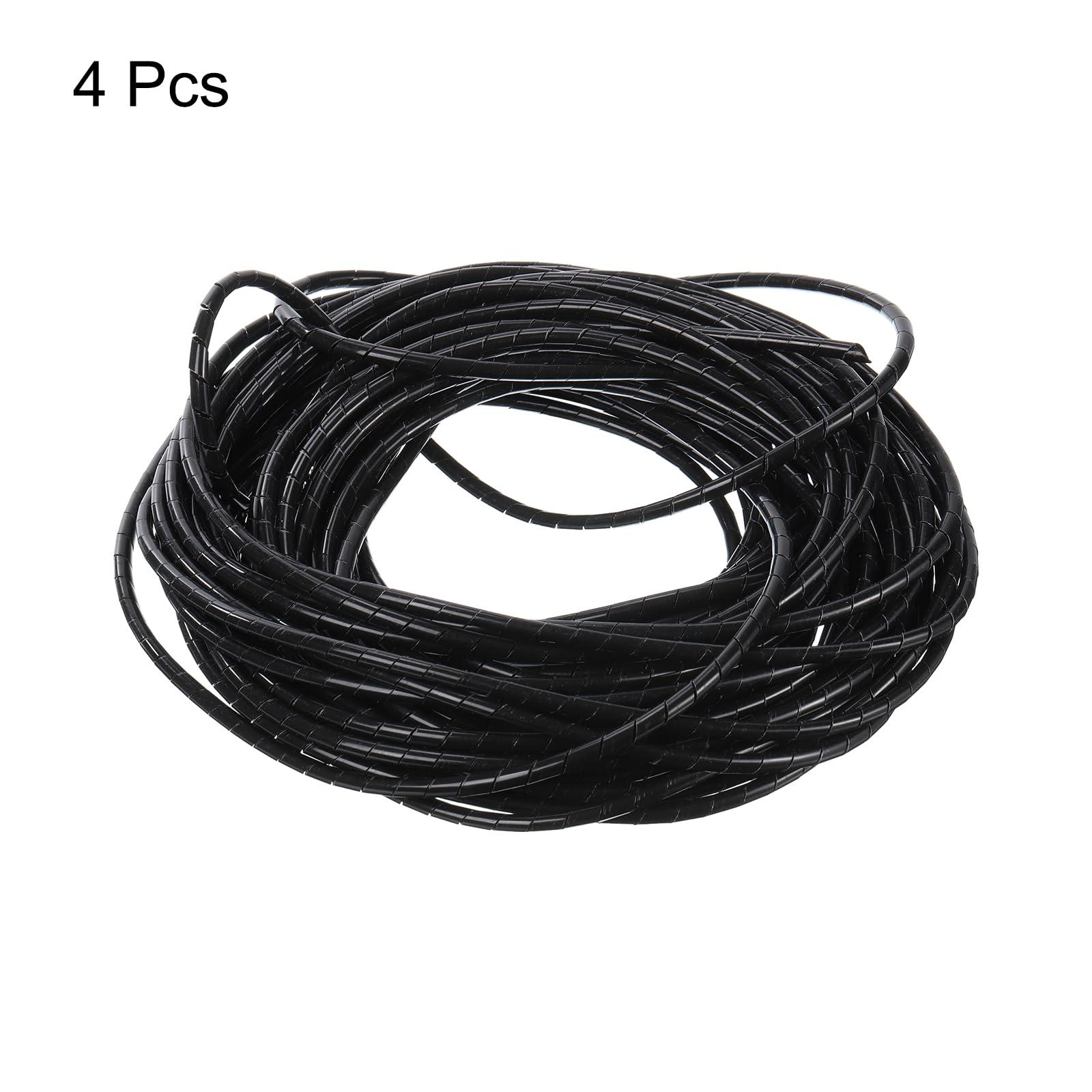 sourcing map 4Pcs Spiral Tube Wrap Cable Management Sleeve 36.1ft 8mm ID Flexible PE Cord Organizer for Computer Wire Power Cable Gas Pipe White 2