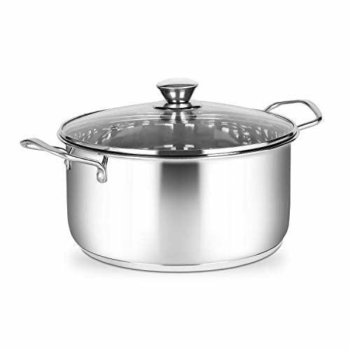 Penguin Home 3004 Professional Induction-Safe Stainless Steel Pot with Glass Lid-Suitable for All Hobs-Cook Family Size Casseroles with Ease-24 x 12 cm/5L, Mirror Finish, Small 2