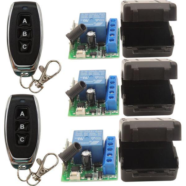 DieseRC 3pcs Relay Receivers with 2 Transmitters 433Mhz wireless Remote Control Switch Radio Frequency DC 12V 1 Channel Passive Output Relay Controller 0