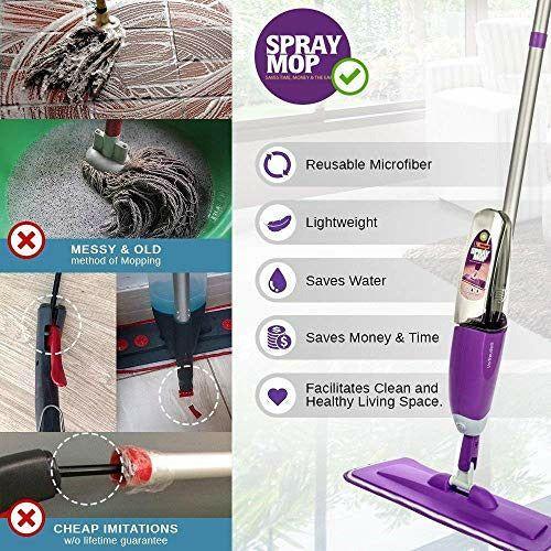 Vorfreude Floor Mop with Integrated Spray - Included Refillable 700 Milliliter Capacity Bottle and Reusable Microfibre Pad 3