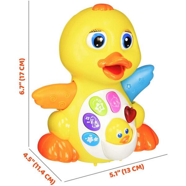 Kids Toy Singing Musical Duck Toy- Walks, Flaps Wings, 6 Songs, Speaking and Sound Effect Modes. Flapping Yellow Duck Action Educational Learning and Walking Toy for 18m+ 3