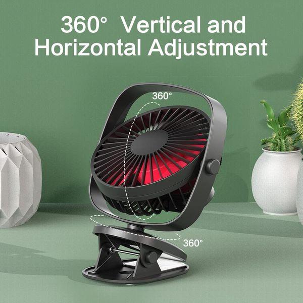 VersionTech Clip on Stroller Fan, Mini Personal Desk Fan with USB Rechargeable Battery Operated and 360° Rotation for Home Room Baby Bed Office Car Outdoor (Black) 2