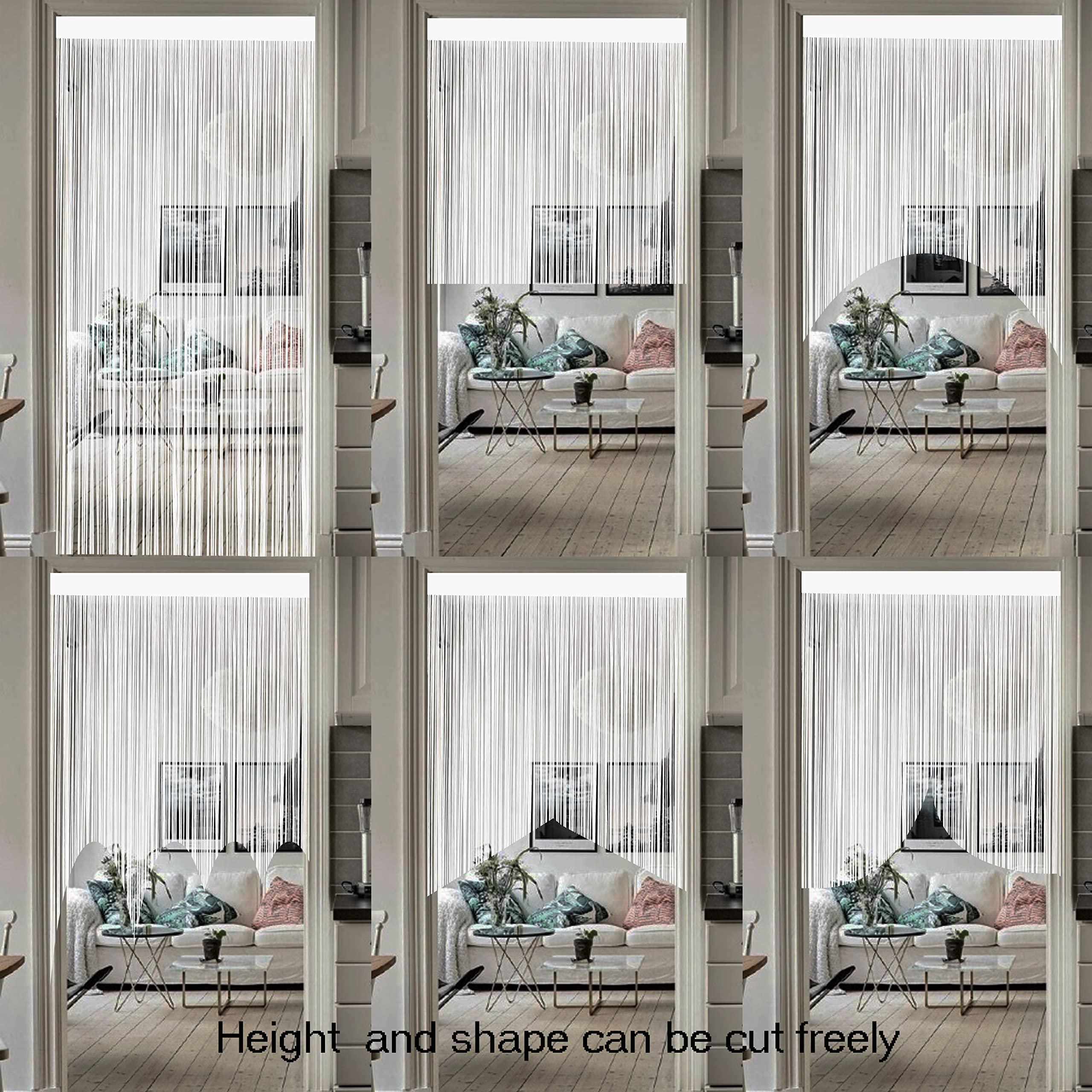 QiBoYuYe Door Curtains Fly Screen Curtain For Window String Flies Doors Decorations Room Dividers Doorways Panel Bedroom Living Closet Door Drapes (White 90x200cm) 3