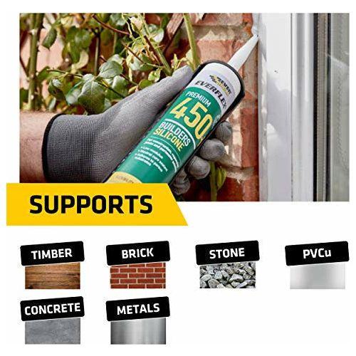 Everbuild Everflex 450 Premium+ Builders Silicone Sealant, Black, 300 ml 3