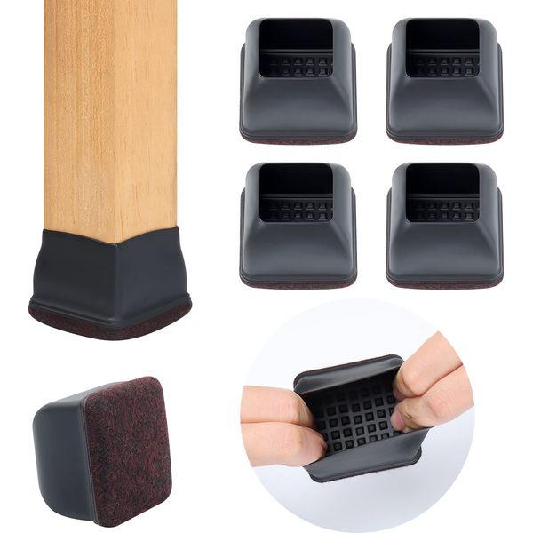 Ezprotekt 2 inch Square-black Furniture Cups Chair Leg Caps, Chair Leg Covers Smooth Moving Chair Feet Protectors 0