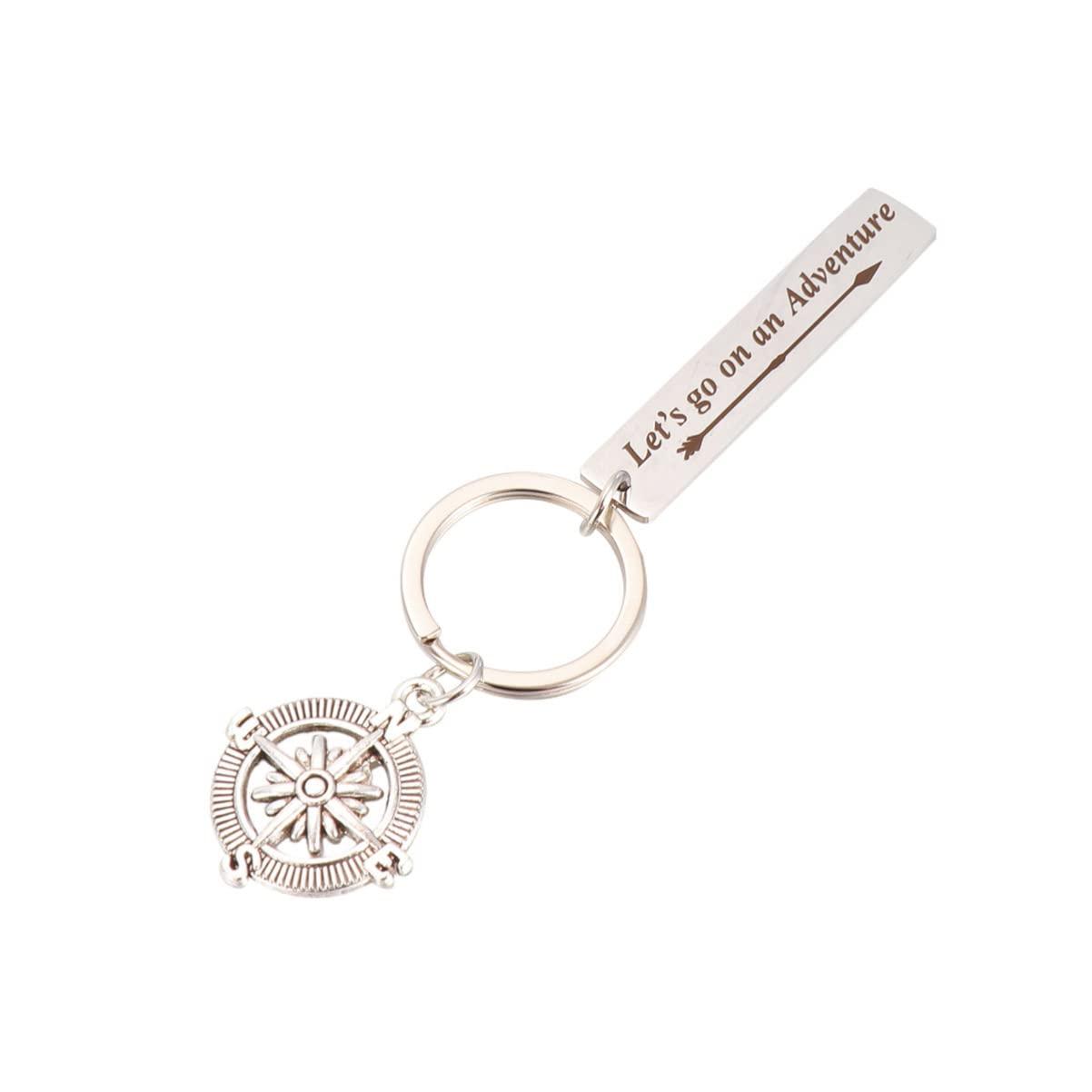 6pcs Graduation Keychain Let Go On an Adventure Keychain Metal Compass Keyrings Keychain Graduation Inspirational Keychain 3