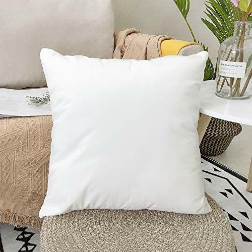 LAXEUYO Velvet Cushion Covers 60x60 cm, Colorful Multi-Color Optional Soft Decorative Square Throw Pillow Cover Pillowcase for Livingroom Sofa Bedroom - White 2