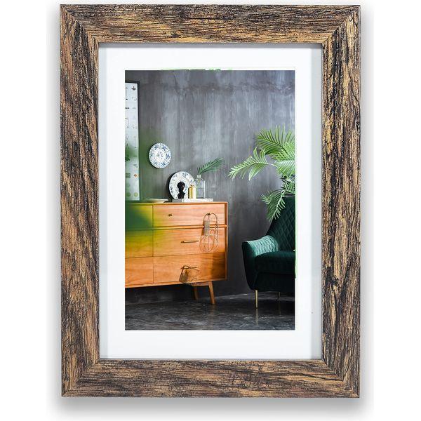 LOKCASA Distressed Brown Gallery Wall Frame Set, 11 Frames Multipack,3pcs 8x10,8pcs 5x7,Glass Window,Tabletop and Wall Mount 3