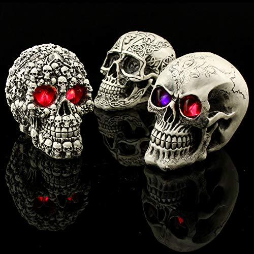 Xshelley Halloween LEDgreyresin Skull Light Bar Table Decorations Cool Birthday Surprise Decorative Night Light Skull Ornament with LED Light Up Eyes Desk Lamp for Gothic Party Decoration 3