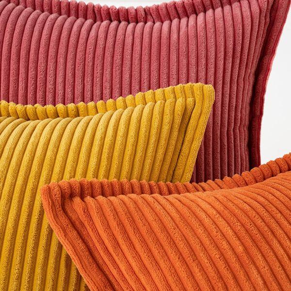 MIULEE Corduroy Cushion Covers Soft Decorative Square Throw Pillow Covers for Spring Cushion Soft Pillowcase Striped Corduroy Cushion Covers Pack of 2 for Home decor Sofa 40x40cm, Ginger 1