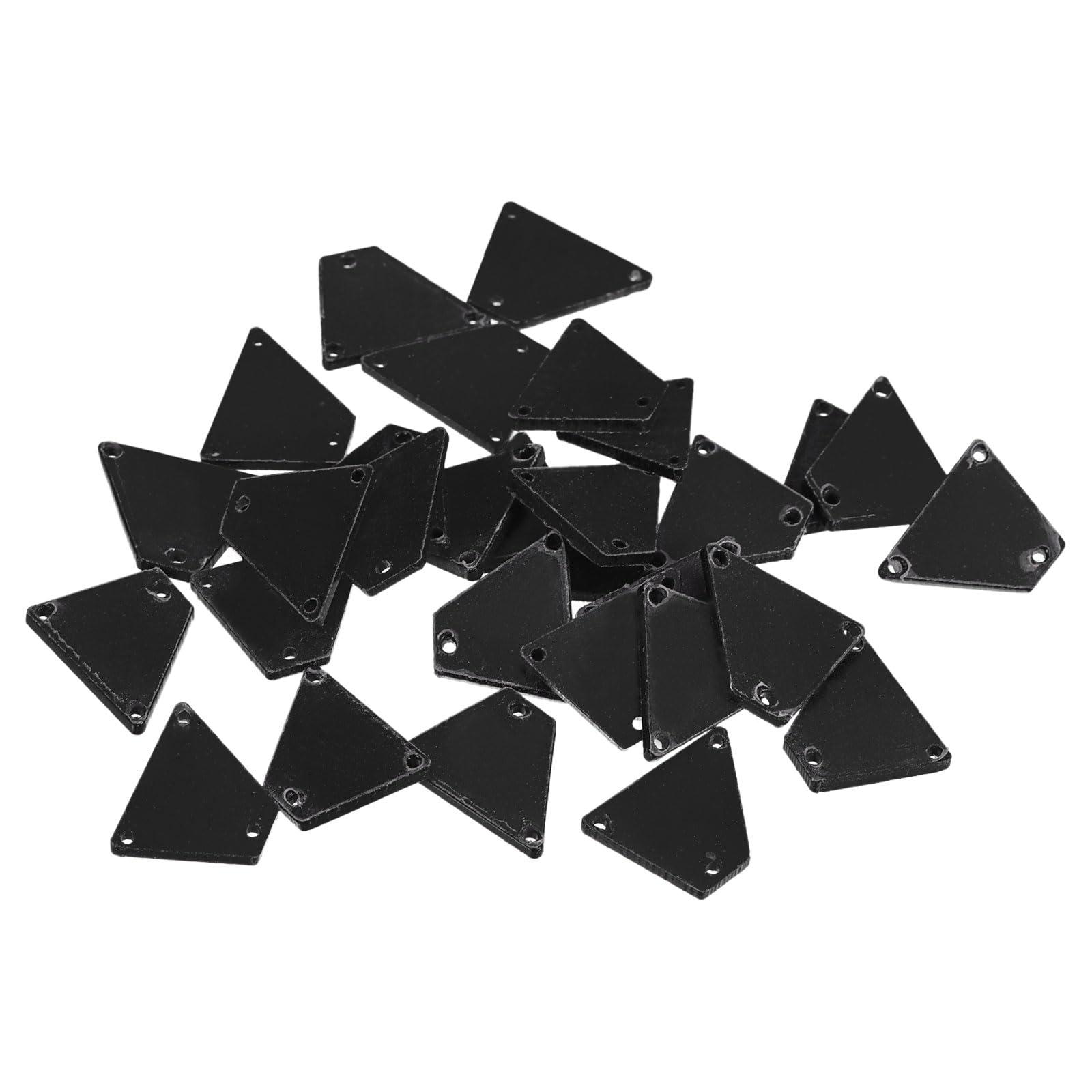 sourcing map 30Pcs Sew on Mirror Pieces Irregular Acrylic Flat Back Mirrored Rhinestones Beads for DIY Costume Dress Bags Cloth Garment, Black 20x15mm 0