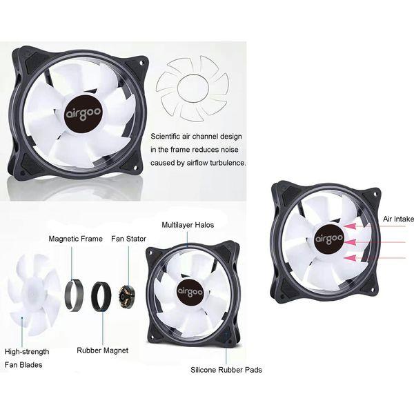 Airgoo 120mm ARGB PWM Case Fans, 3 Packs Come with 4pin Adapter Cable for Corsair Commander Core XT, Compatible with Corsair iCUE, High Performance Low Noise Cooling PC Fans with Hydraulic Bearing 3