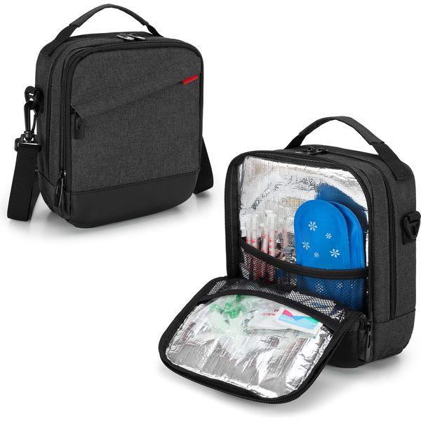 CURMIO Insulin Cooler Travel Case, Diabetes Supplies Bag with Waist Belt for Insulin Pen, Glucose Meter and Diabetic Supplies (Fanny Pack-Grey)