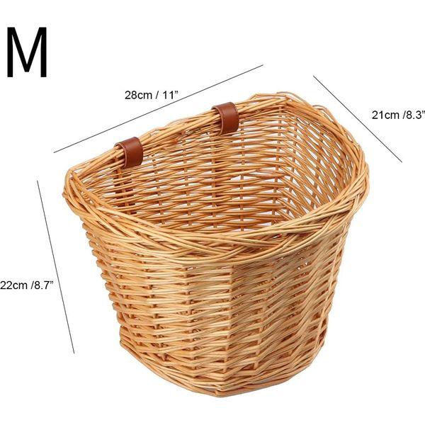 AVASTA Bike Wicker Basket,Front Handlebar Adult Storage Basket, Bicycle Accessories，Waterproof with Leather Straps，Honey Yellow,Size L 2