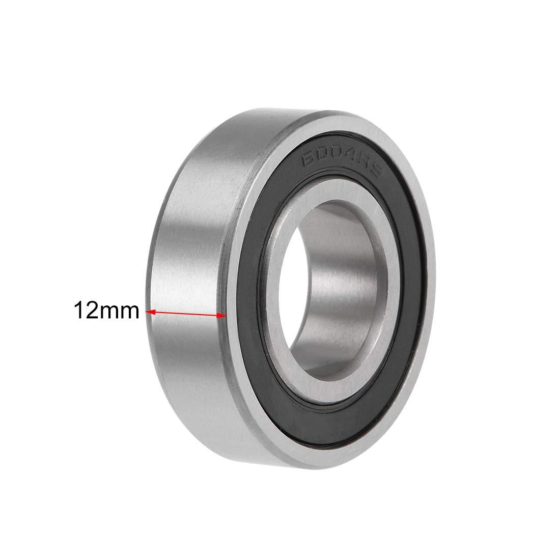 sourcing map 6004-2RS Deep Groove Ball Bearings Z2 20mm X 42mm X 12mm Double Shielded Carbon Steel 10pcs 2