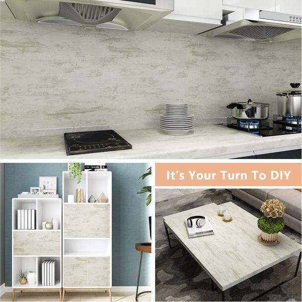 VEELIKE Thickened Cement Contact Paper 40 cm x 900 cm Industrial Concrete Effect Wallpaper Vintage Thick Lining Paper for Walls Livingroom Bedroom Kitchen Worktop Covering Waterproof Sticky Vinyl 1