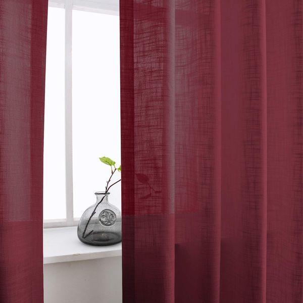 Carvapet Red Voile Curtains Transparent Net Curtains Sheer Drapes 72 drop, Rod Pocket, 2 Panel 3