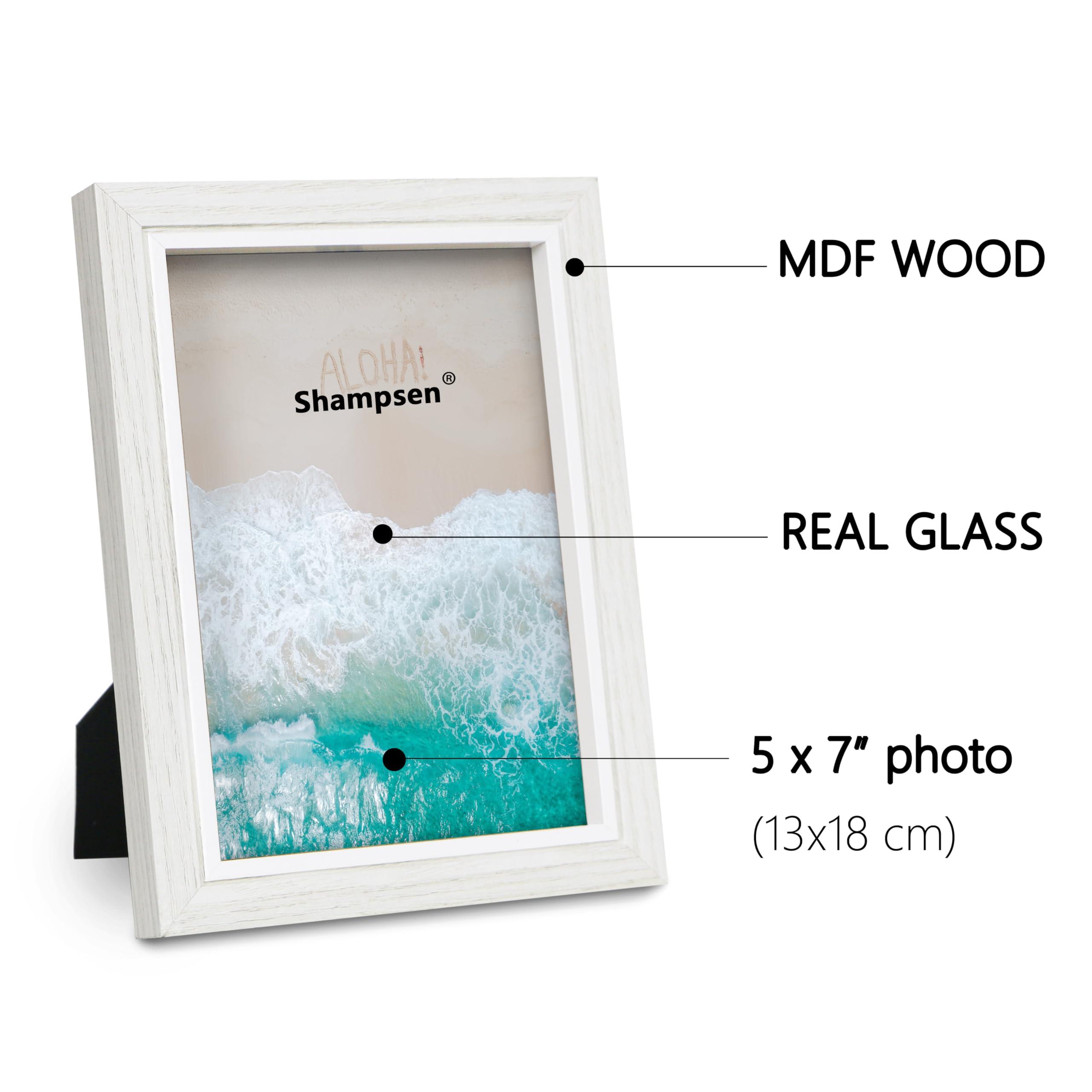 Shampsen Photo Frames 5x7 White Picture Frames Set of 2 for Wall and Tabletop Home Decor Gift for Birthday, Anniversary, Mother's Day 4