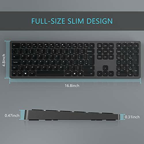 Seenda 2.4G Wireless Keyboard, Slim Full-Size Low Profile Keys Rechargeable Keyboard With Number Pad, QWERTY UK Layout, for Computer Windows 7/8/10, Laptop, PC, Desktop, Space Gray 2